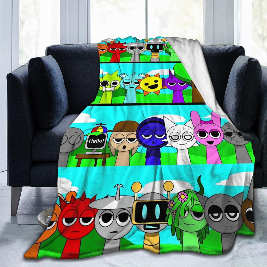 Coperte Gioco Personaggi Sprunki Morbida Divertente Calda Coperta da Lavoro per Casa Ristorante Primavera Autunno,