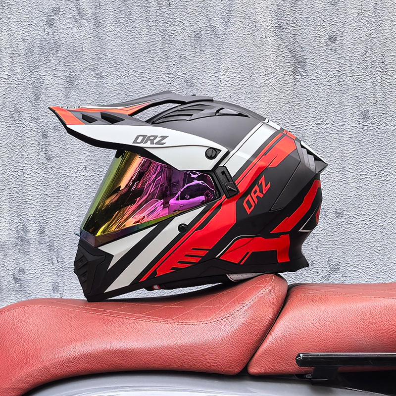Unisex Motorcycle Rally Helmet with Single Visor for Road and Off-Road Long Distance Travel
