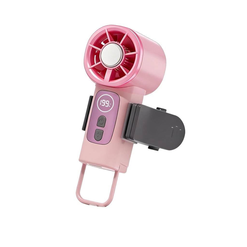 Rechargeable USB Handheld Mini Fan with Digital Display & Ice Pack Pocket