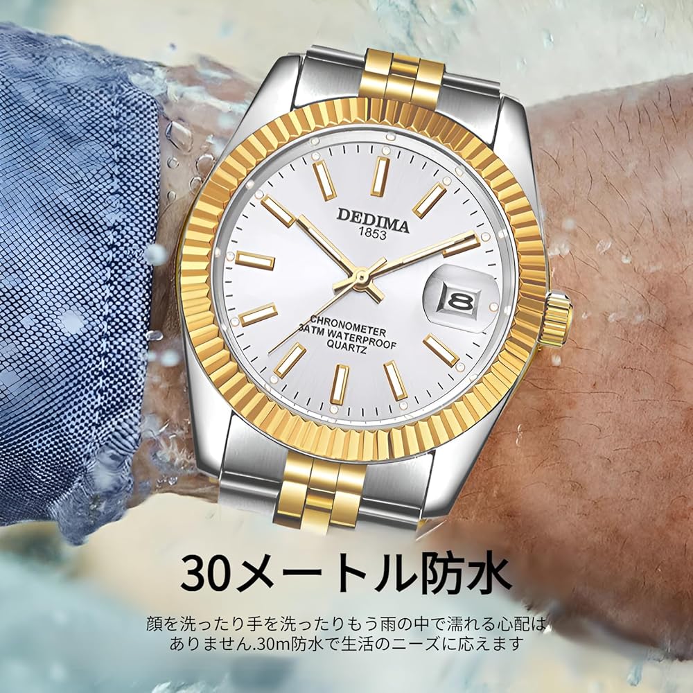 Aishaba Men's Automatic Watch 38mm Waterproof Luminous Classic Design Analog Fashion Business Quartz Watch