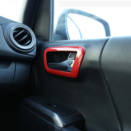 For Toyota Tacoma 2016- ABS Red Interior Door Handle Bowl Frame Cover Trim