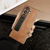 Business Stand Leather Phone Case for Samsung Galaxy Z Fold 7 6 5 4 3 Crazy Horse Pattern Bracket Hard Mobile Shockproof Protect Cover