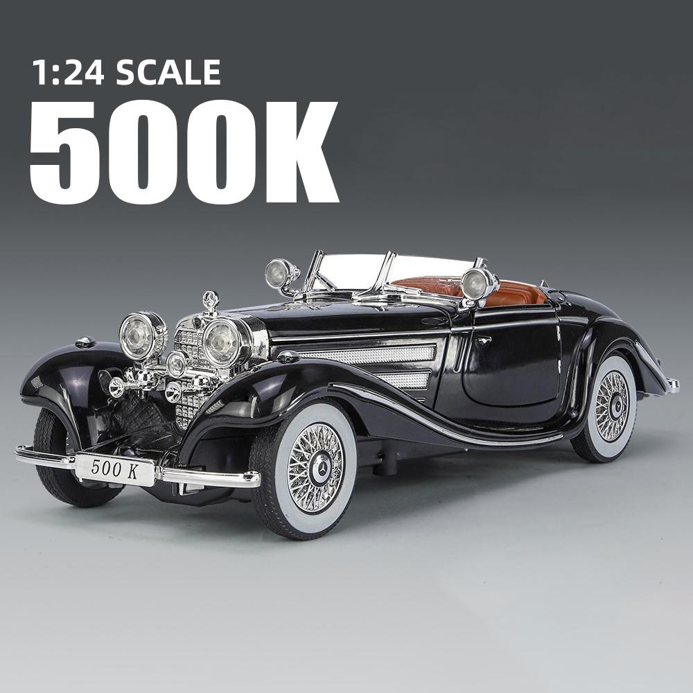 szvm1 1:24 Mercedes-Benz 500K 1936 Classic Car Alloy Car Model Sound and Light Pull Back Children's Toy Collectibles Birthday gift