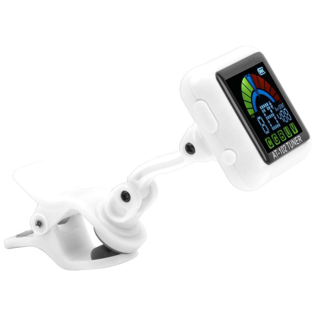 Aroma Guitar Clipon Tuner USB Rechargeable Builtin Battery Violin Ukulele AT102(White )