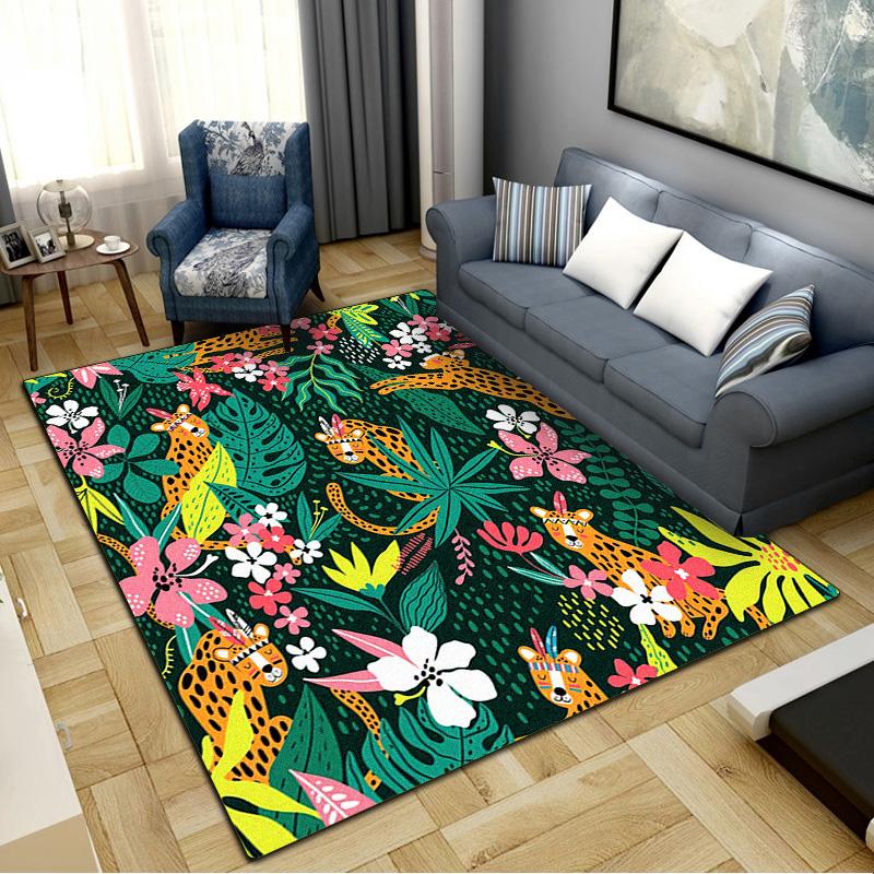 Jungle Leopard Carpet Rug for Living Room Bedroom Home Sofa Decoration,Kids play Non-slip Floor Mat