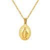 Elegant Oval Virgin Mary Pendant Necklace In Stainless Steel for Women