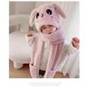 Kids Unisex Warm Ear-Protecting Hat With Moving Bunny Ears Integrated Scarf Winter Outdoor Use