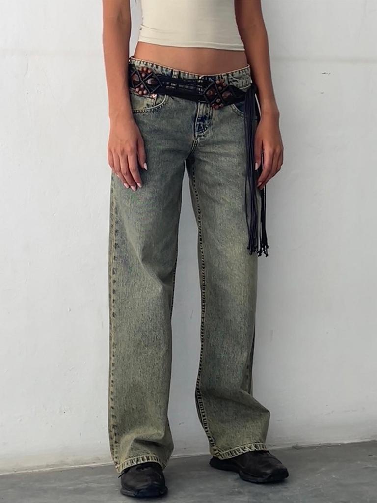 Jeans dritti in denim da donna di alta qualità europei e americani