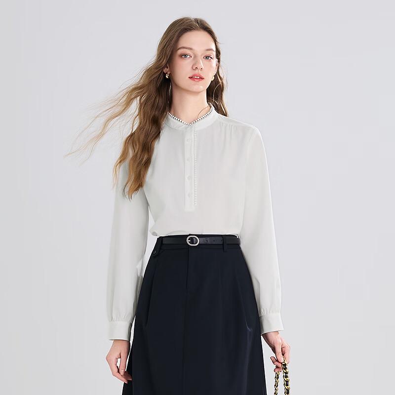 Betu Women's Elegant Lace-Trimmed Long Sleeve Blouse