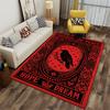 "Red Carpet with Black Crow Symbol and Inspirational Text Design" Suitable for Use As an Anti-slip for Living Room Bedroom Sofas