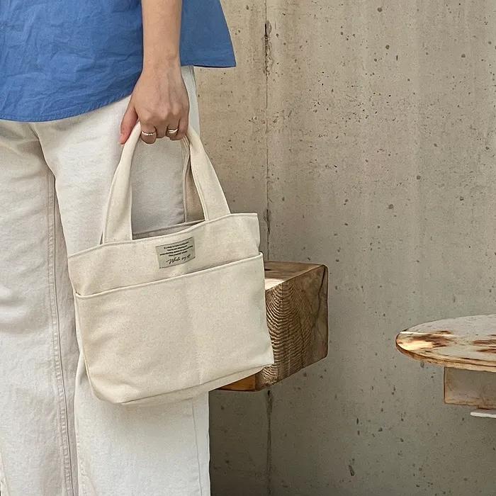 Cozy Village Bag Canvas Tote Bag Beige Eco Bag Commuting Bag
