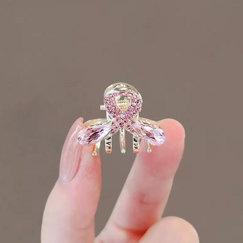 Mini Crab Metal Hair Clips Small Hair Accessories For Women Girl Pink Flower Bow Hair Pin Side Bangs Clip