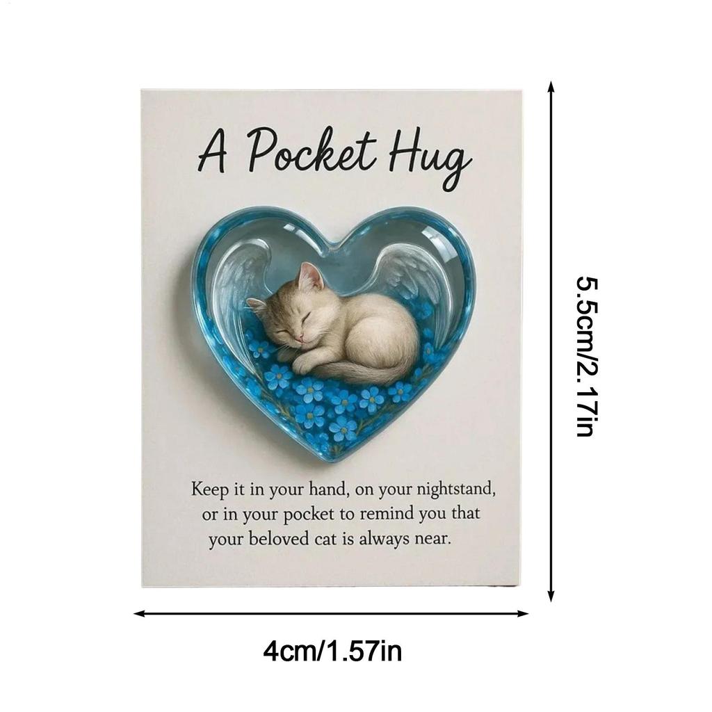 Kitten Hug Heart Shape Cute Positive Card Ornament Cat Motivational Cards For Women Girls Family Calming Sympathy Encouragement