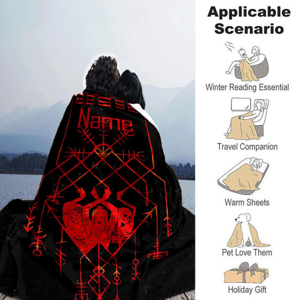 Customiz Name Personality Viking Sign Blanket Soft &Warm Sofa Office Bed Travel Lunch Break Blanket, Gift Suitable All Seasons