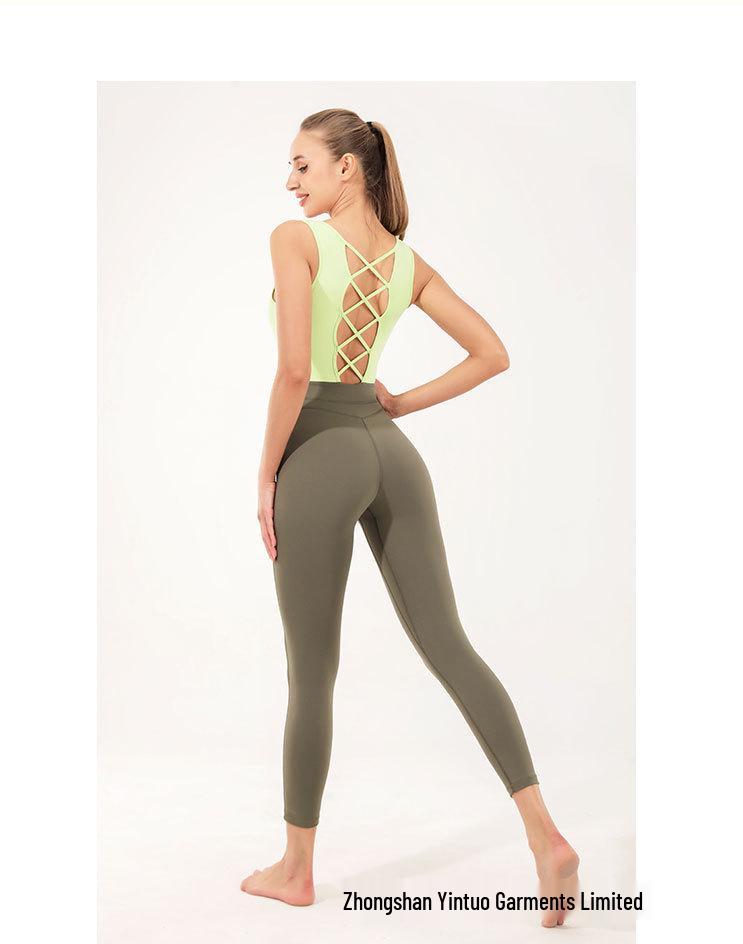 

Женский комбинезон для воздушной йоги, кросс-бордер, цельный - облегающая одежда для танцев и фитнеса для занятий спортом на открытом воздухе XL армия зеленый