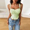 Women Small Fragrance Sexy Slim Fit Lace Trim Solid Color Camisole Top
