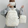 Set de Mochila de Nylon de 3 Piezas Linda Mochila Escolar con Estampado de Lazo para Niñas Mochila Grande con Bolso de Hombro Estuche para Lápices