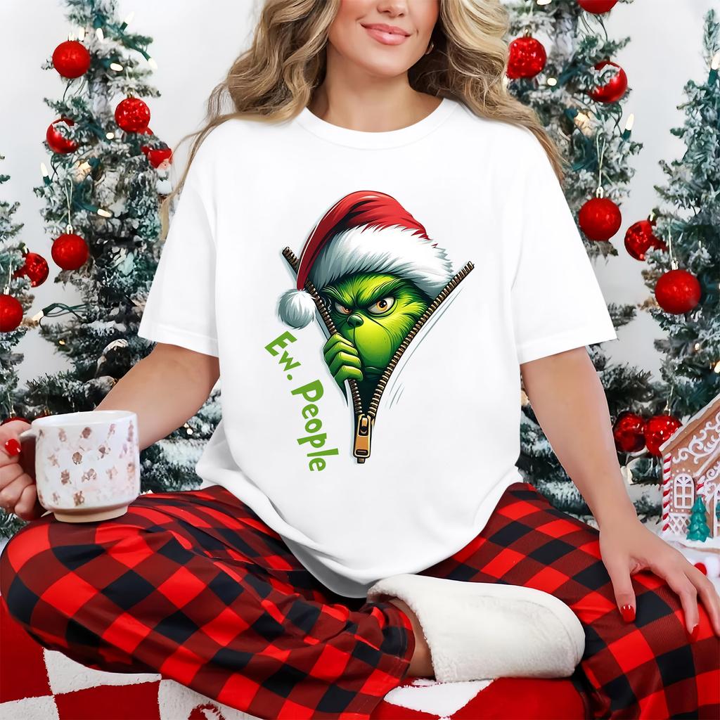 Women's Casual Printed T-Shirt Round Neck Pullover Short Sleeve Top