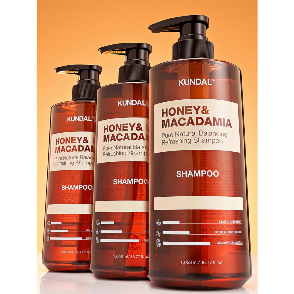 KUNDAL Shampoing Nature Miel et Macadamia Parfum Acacia Moringa, 1,058 L, 2 unités