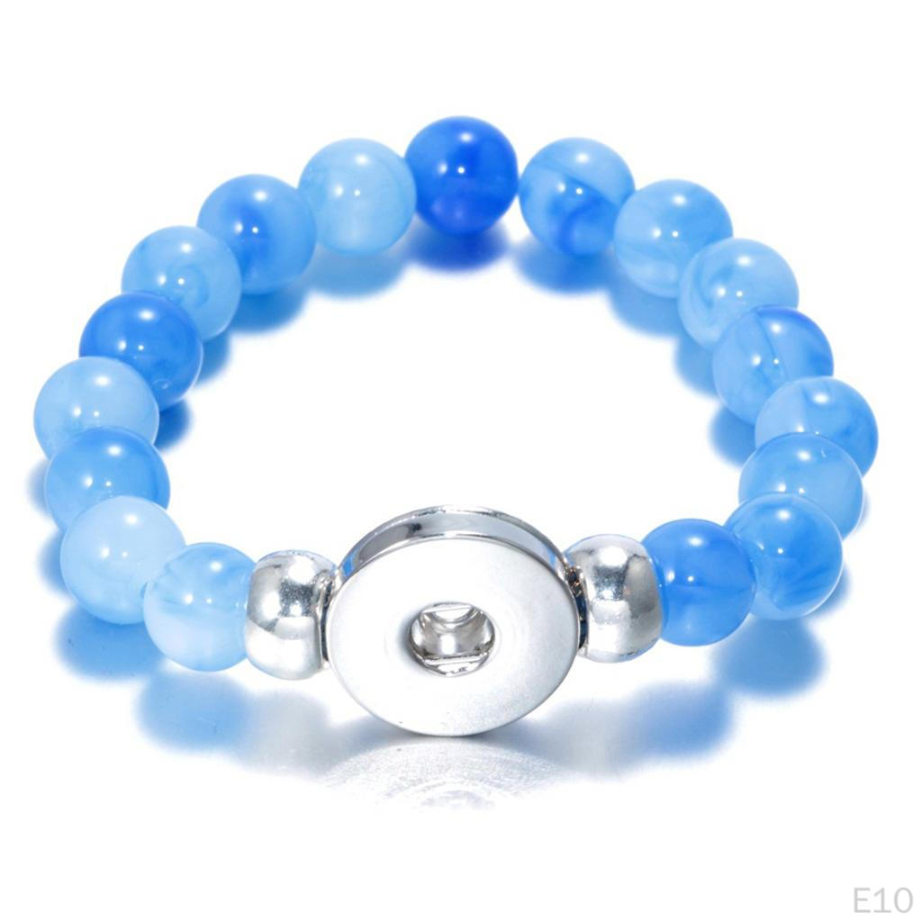 18mm Resin Beads Bangles Snap Button Bracelets Jewelry Making Kit Gifts 23cm