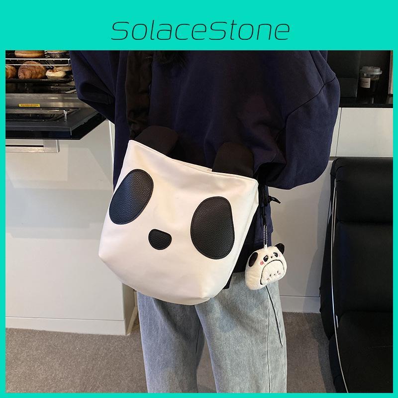 Panda Cute Canvas Single Shoulder Crossbody Bag Large Capacity Gift Backpack