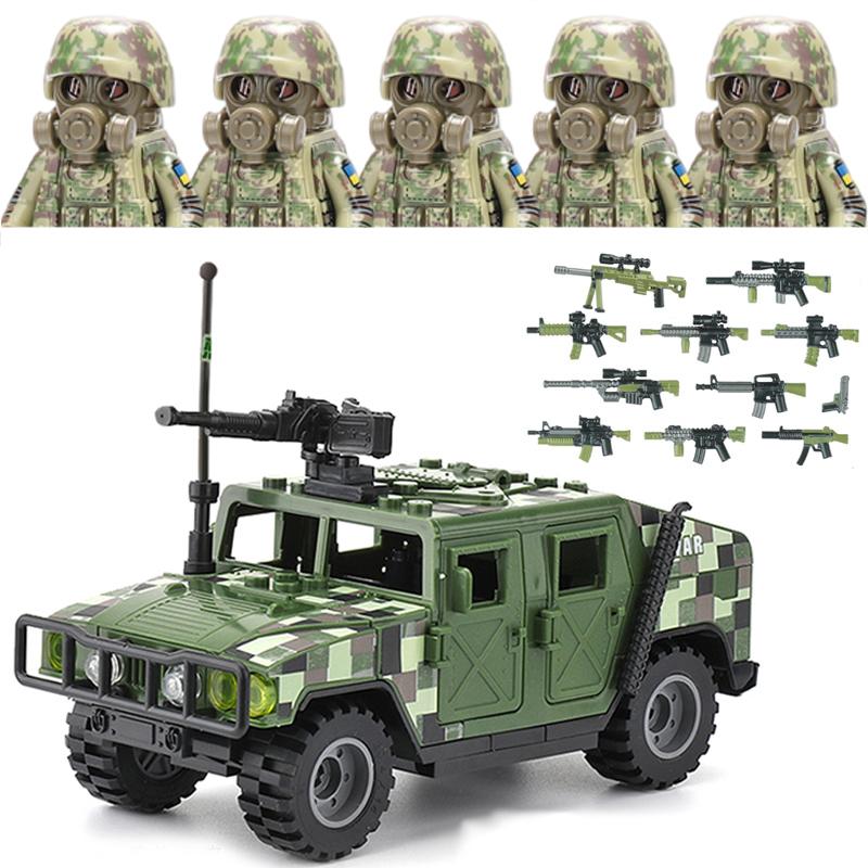 Vojenský voják Ukrajinské biochemické speciální síly Stavební kostky Armádní figurky Plynová maska Zbraně Kostky Hračky Pro Děti