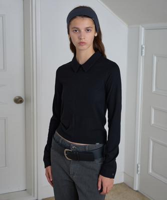 Simeteuligpeosenteu Collar Jersey Long Sleeve / Black