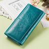 [CONTACTS] Genuine Leather Women's Wallet with RFID and Multi-Function Slim Bi-Fold Zipper Clutch Wallet, Teal Blue