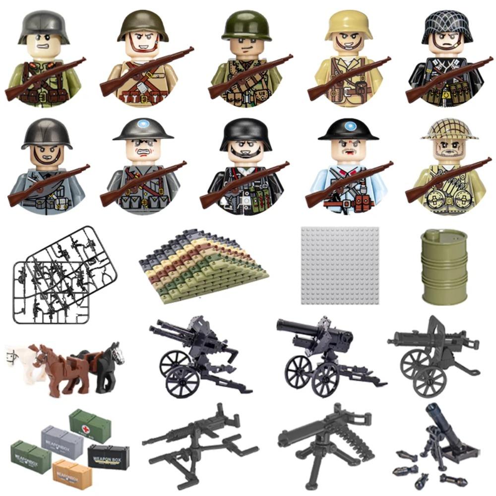WWII Infantry Military Soldier War National Army Mini Gun Weapon Models Building Blocks Building Blocks Toys for Kids