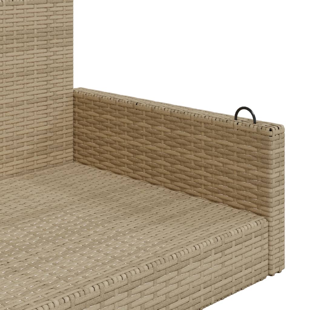 Hanging Swing Bench Beige 119x56x48 cm Poly Rattan