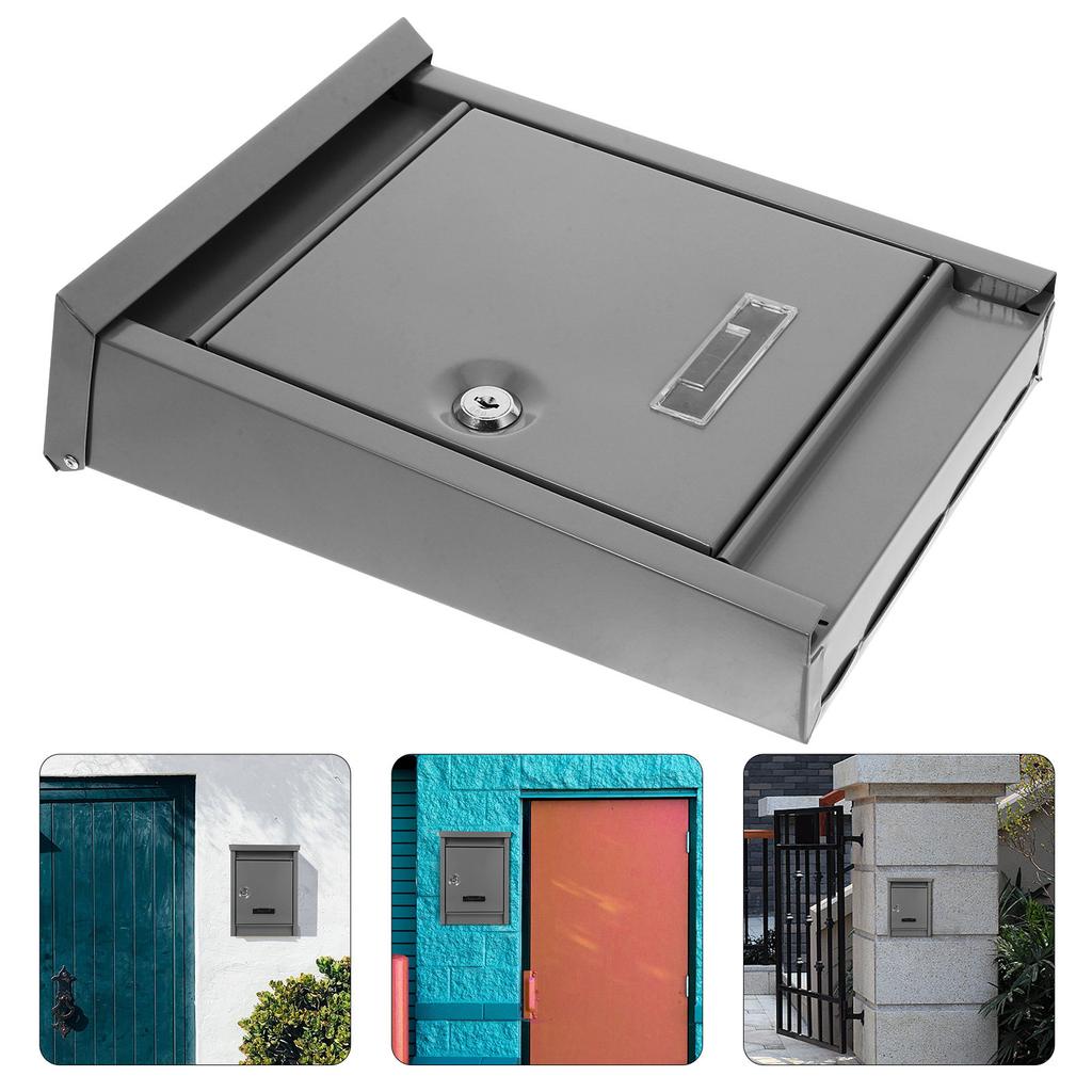 Mailbox Locked Locking Wall Mounted Metal Boxes for House outside Lockable Outdoor Grey Garden Mailboxes