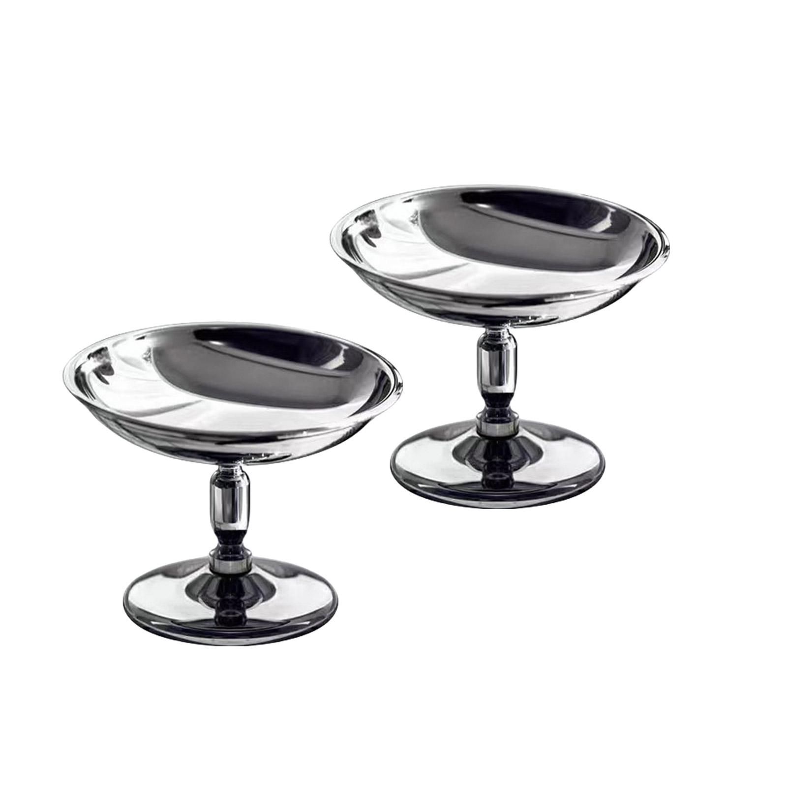 Pack of 2 Goblet Dessert Cups 304Stainless Steel Texture Puddings Cups Small Cake Plate for Ice Cream and Puddings 1