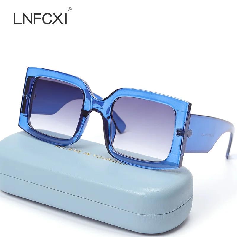  Beige Vintage Rectangle Women Sunglasses Ins Popular Fashion Blue Light Tea Eyewear Men Trending Sun Glasses Shades UV400