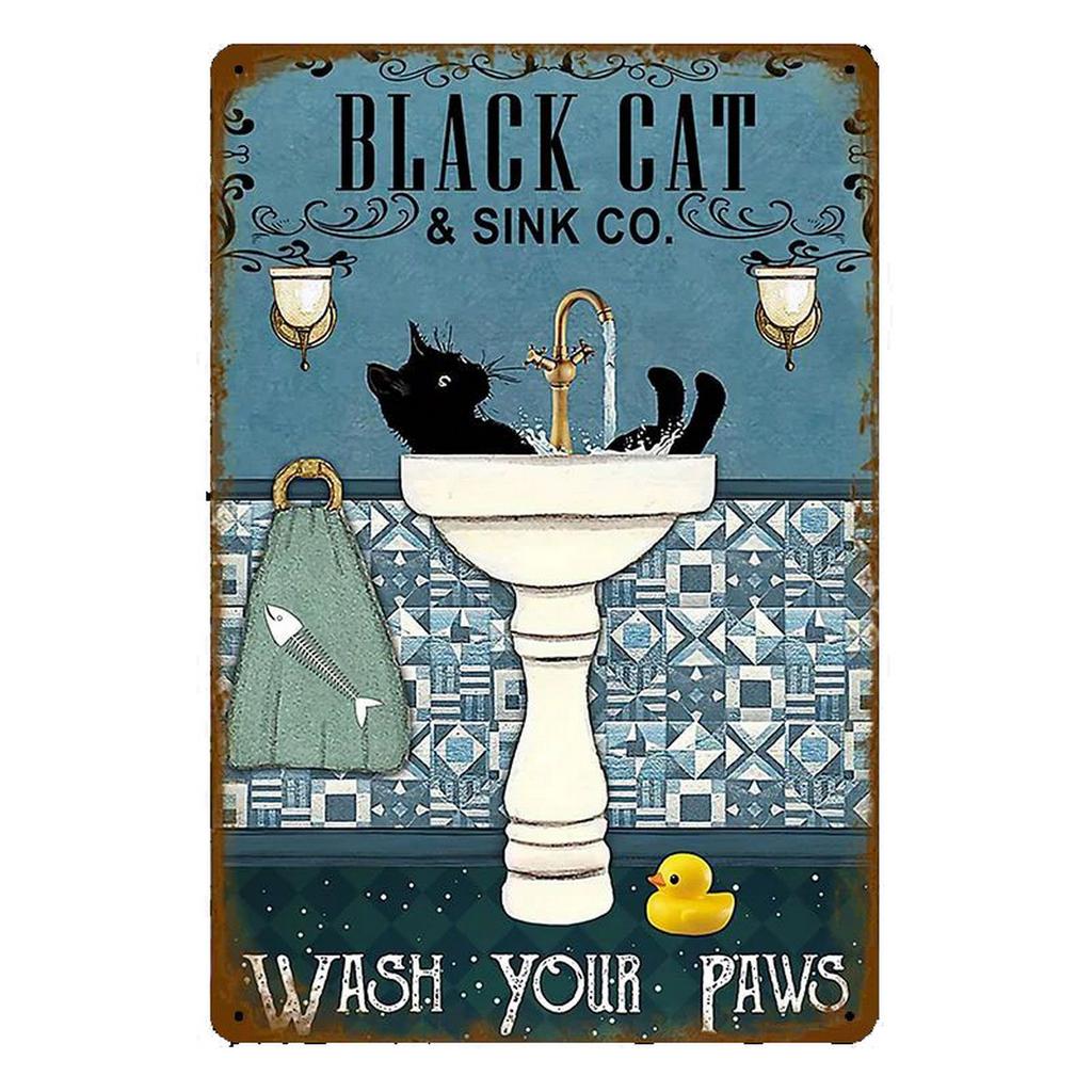 Metallplåtskyltar Tvättrum Toalett Väggdekoration Plakett Vintage Konstaffischer Järnmålning för Mancave Hem Café Klubb Bar