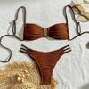 Women S Color Block Sexy Lace Up Bikini Set Beach Swimwear