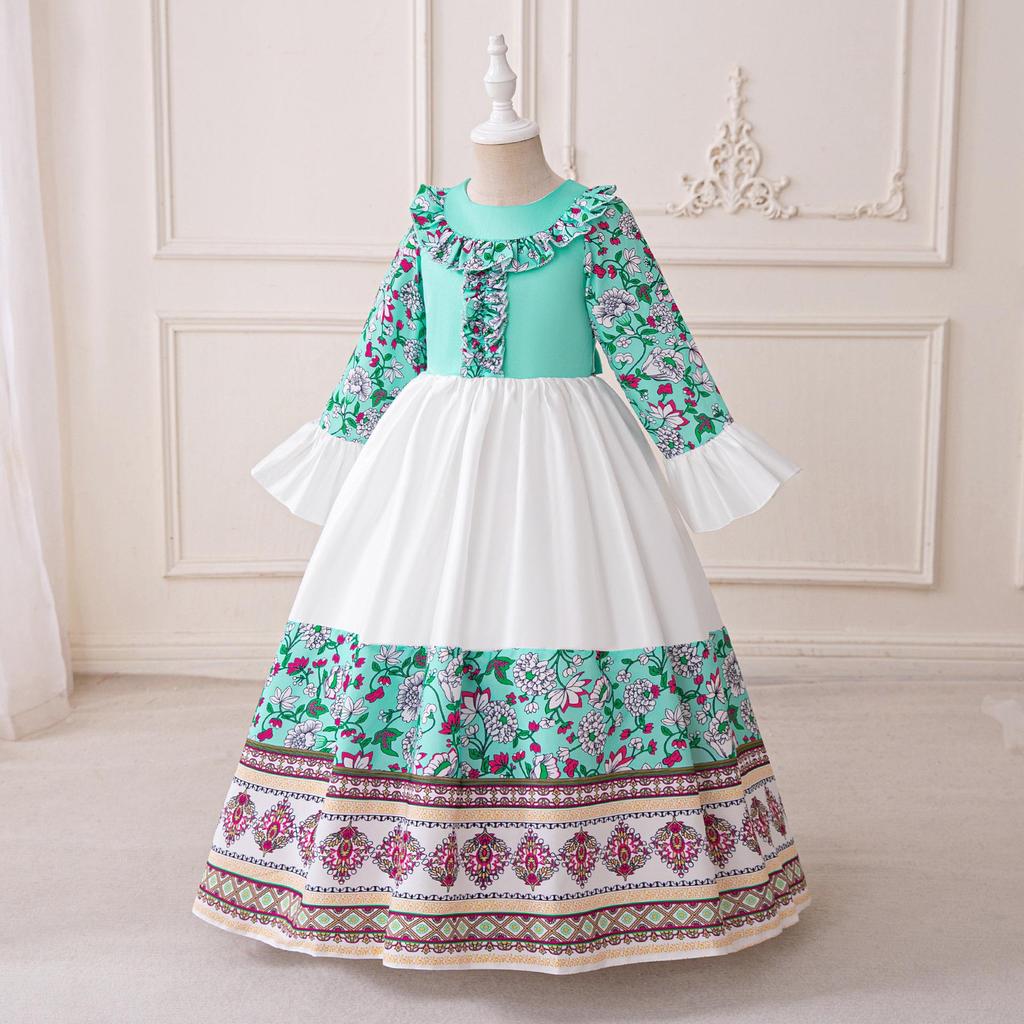 Versatile Long-Sleeve Patchwork Dress for Women & Children - Middle East Holiday Style