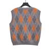 Winter Fashion Loose V-Neck Check Contrast Knit Vest Women