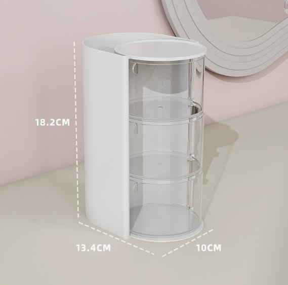 Rotating 3-Layer Cosmetic Storage Box, Desktop Organizer for Makeup Tools & Small Accessories белый