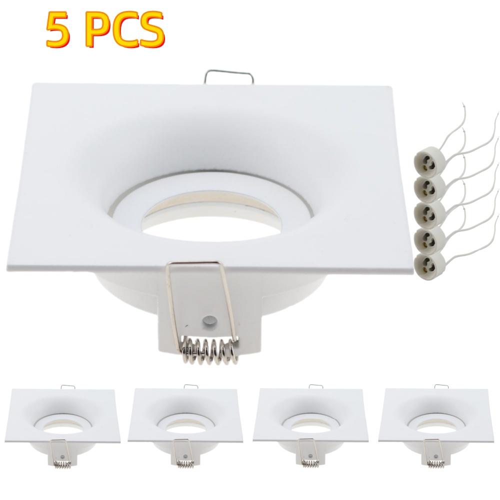 5 Pcs Square Recessed LED Downlight Ceiling Trim Ring GU10 Lamp Holder Halogen Bulb Luminaire Bracket LED Spotlight Frame