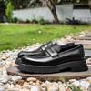 New trendy shoes big head platform leather casual leather shoes men's loafers men's shoes heightening shoes