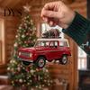 Seasonal Home Ornament Christmas Tree Car Hanging Ornament, Acrylic Flat Print Pendant for Winter Holiday Rearview Mirror, Festive Decoration,