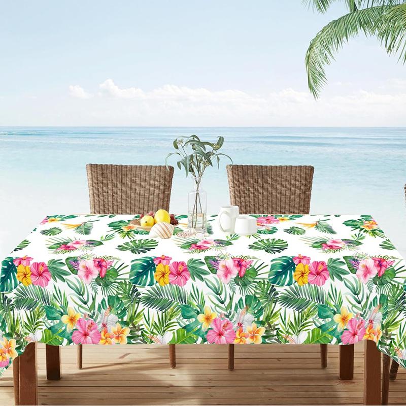 Hawaiian Party Decoration Palm Leaves Disposable Tablecloth Table Cover Tropical Summer Beach Supplies Luau Birthday Party decor