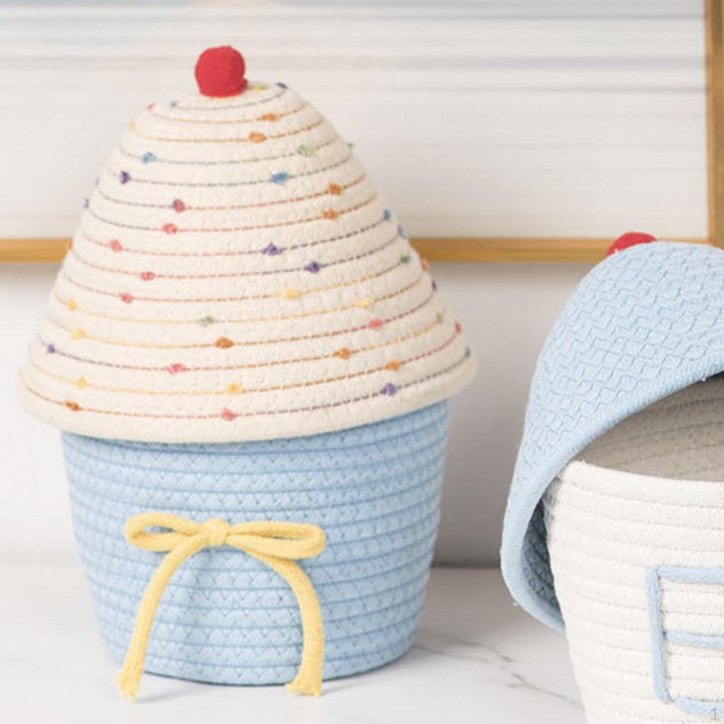 Cotton Rope Woven Basket Desktop Organizer Creative Decorative Home Supplies Organiser Snack Holder