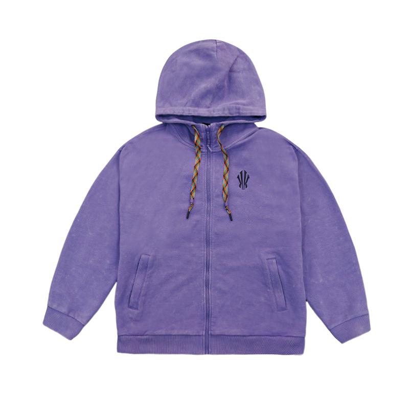 ANTA Men s Kyrie Irving Series Full-Zip Washed Hooded Sweatshirt Purple 172611707-4 M