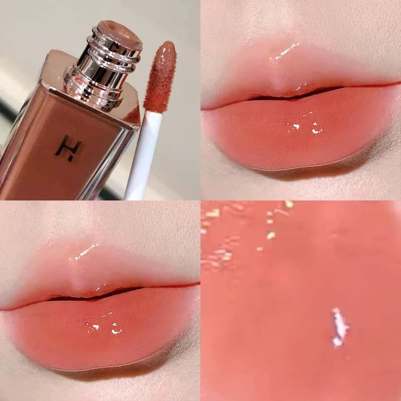 Water-Gloss Peach Jelly Ins-Style Ultra-Soft Plump Lip Mirror Lip Gloss Clear and Moisturizing Lip Balm Student Party Pure Desire Lipstick