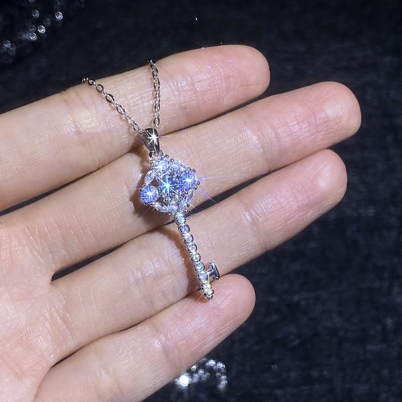 Moissanite Sunflower Key Necklace Clavicle Chain Women