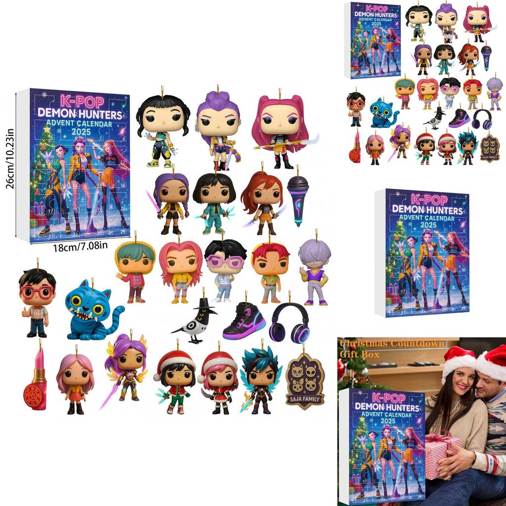 Kpop Dämonenjäger Adventskalender mit Acrylfiguren für Weihnachtsgeschenke und Partydekoration