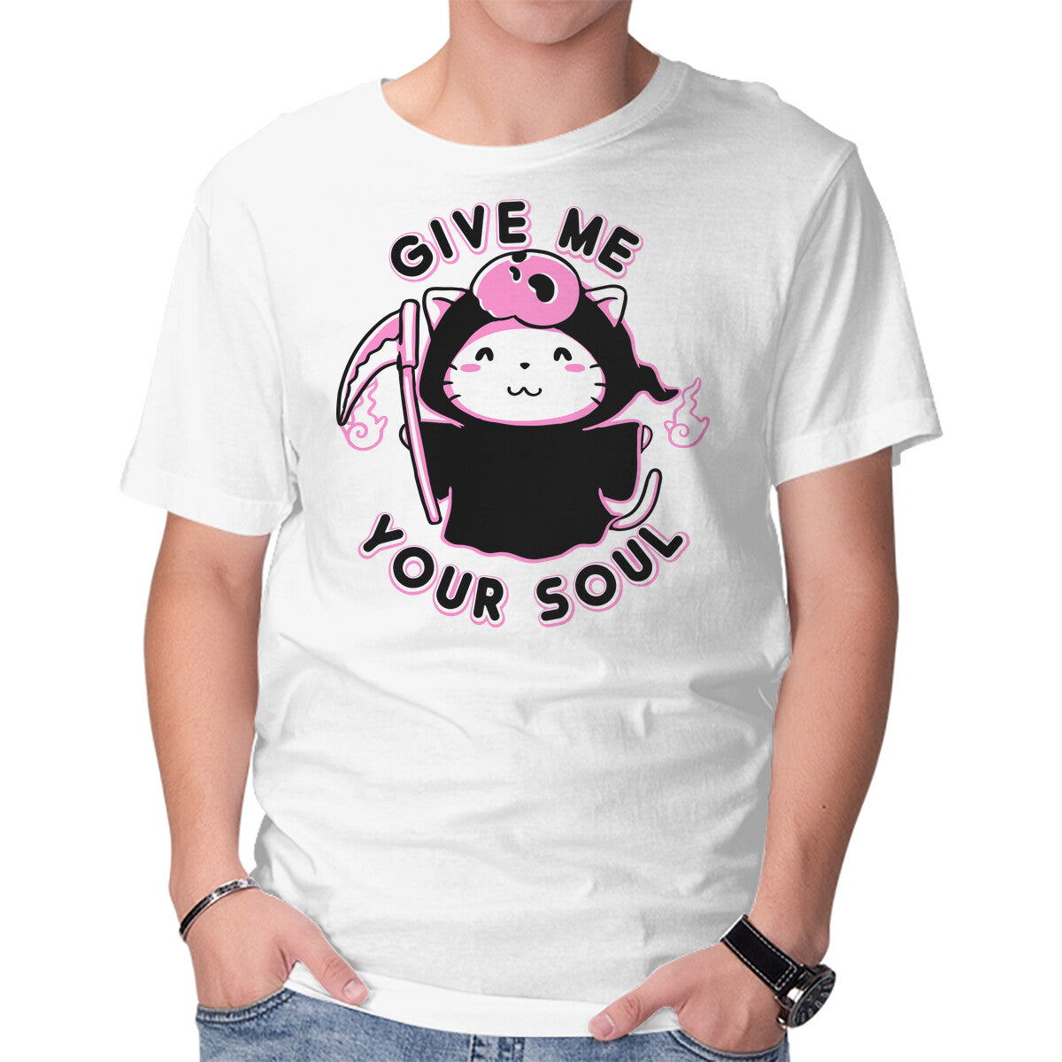 Unisex Crew Neck T-Shirt Give Me Your Soul Graphic Short Sleeve Casual Tee S