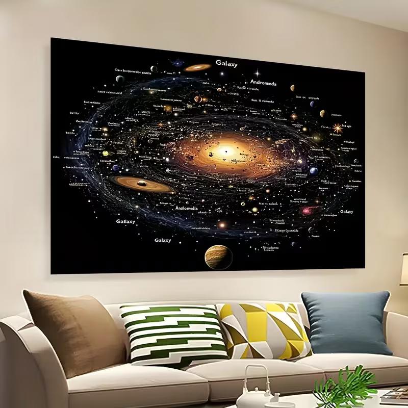 2D Universe Map Tapestry Detailed Galaxy & Starry Night Space Wall Art