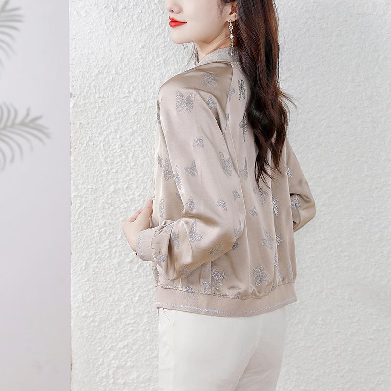 Winter Zipper Short Jacket Women's Long-sleeved Printed Top Mother Jacket Cardigan Baseball Uniform